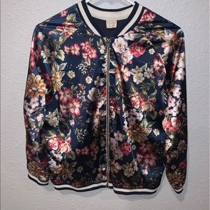 ZARA floral thin bomber jacket